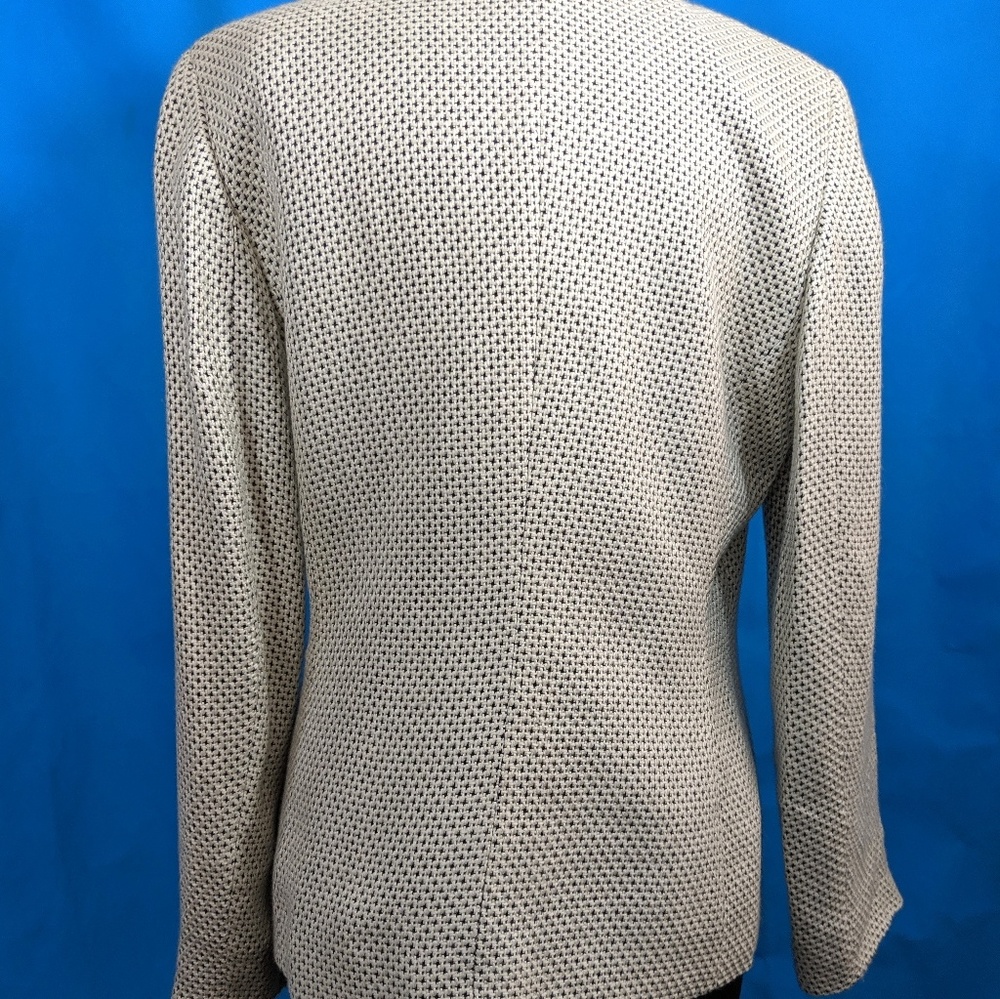 White and Black Textured Blazer Three Button Soft - Picture 2 of 8